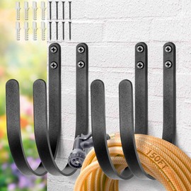 Lifyzoon Garden Hose Holders Mount: Wall Mount Garden Hose Hangers for Outside - 4Pcs Rust-Proof Water Hose Racks Hanging Hooks for Outside Expandable Hose