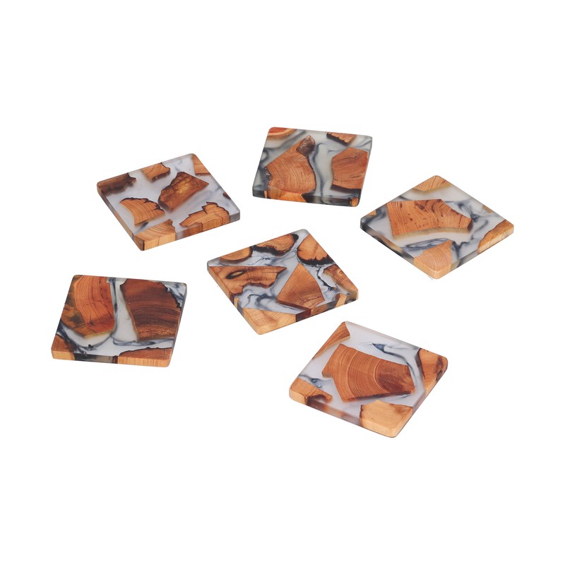 6Pcs Wood Coasters Innovative Insulation Cup Mat Pad Craft Works