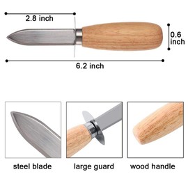 DOMG 10Pcs Oyster Clam Shucking Knife Opener with Wooden Handle