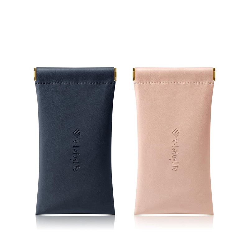 V-LAFUYLIFE Glasses Case Soft 2 Pack - Portable Leather Squeeze