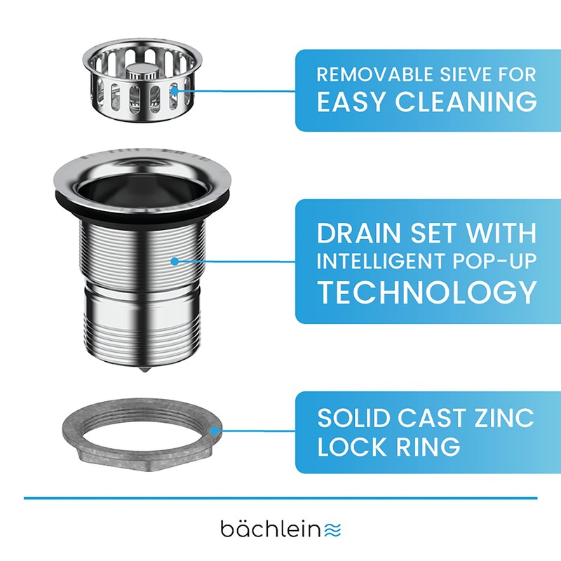 Bächlein Pop-Up Drain Fitting for the Sink, Diameter 70 mm