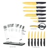 Marco Almond® Gold Knife Set With Block KYA23, 14 Pieces