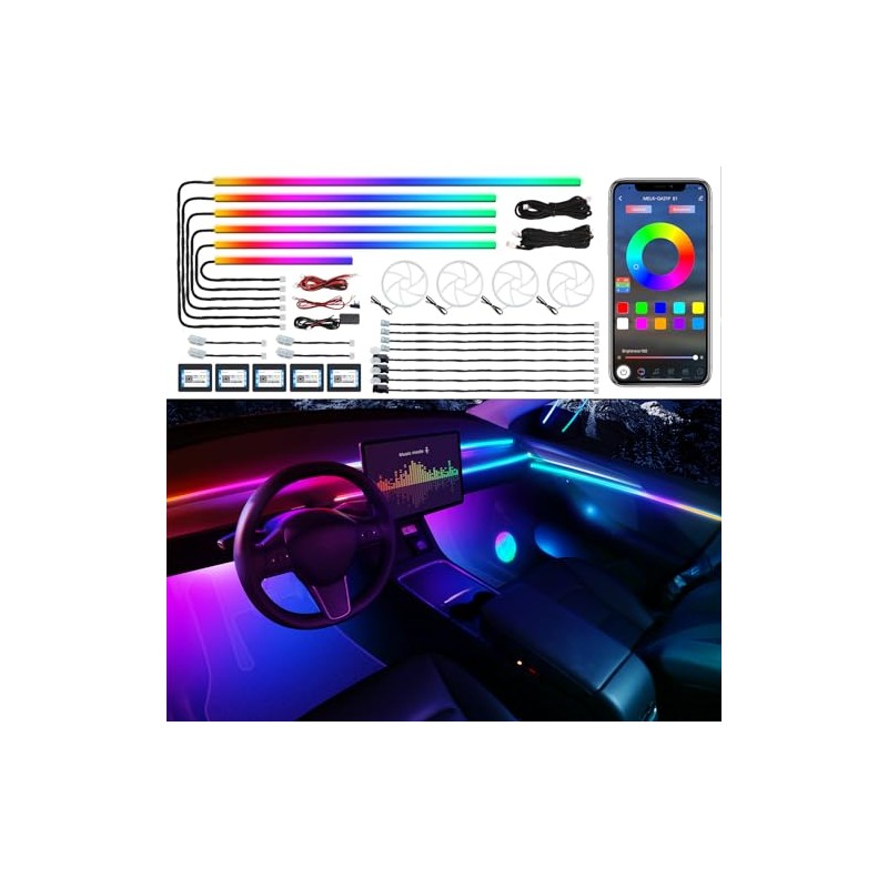 TWETIZ Acrylic Interior Car LED Strip Light with Wireless App