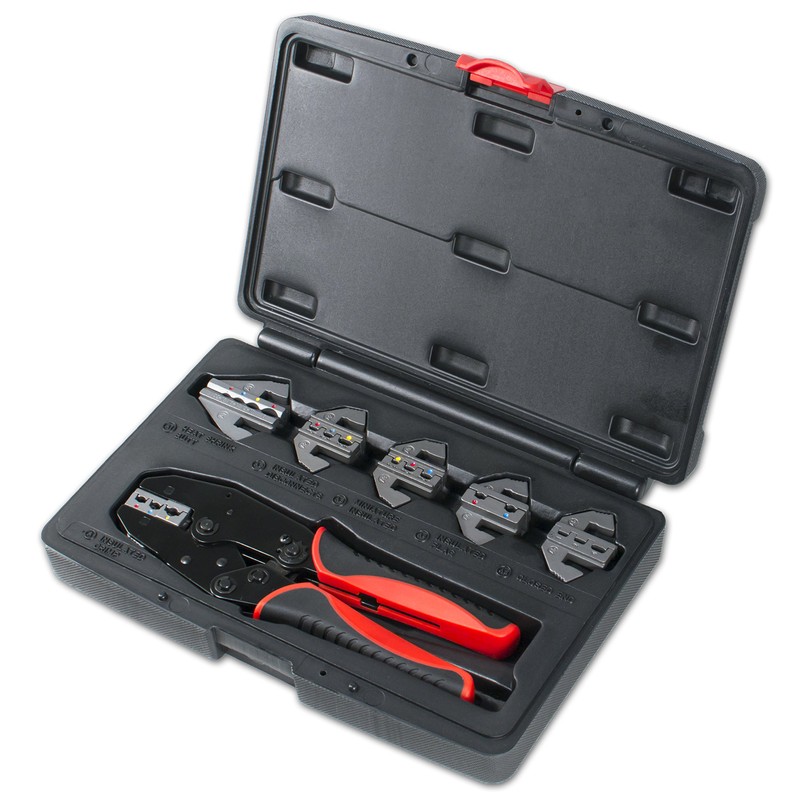 TGR Interchangeable Ratcheting Terminal Crimper Set - 7 Die Sets