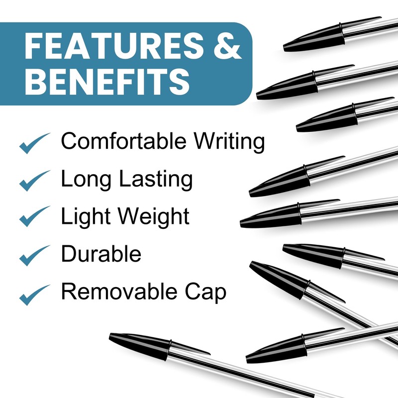 SOMCO - Pack Of 10 Black Biro Ballpoint Pens -