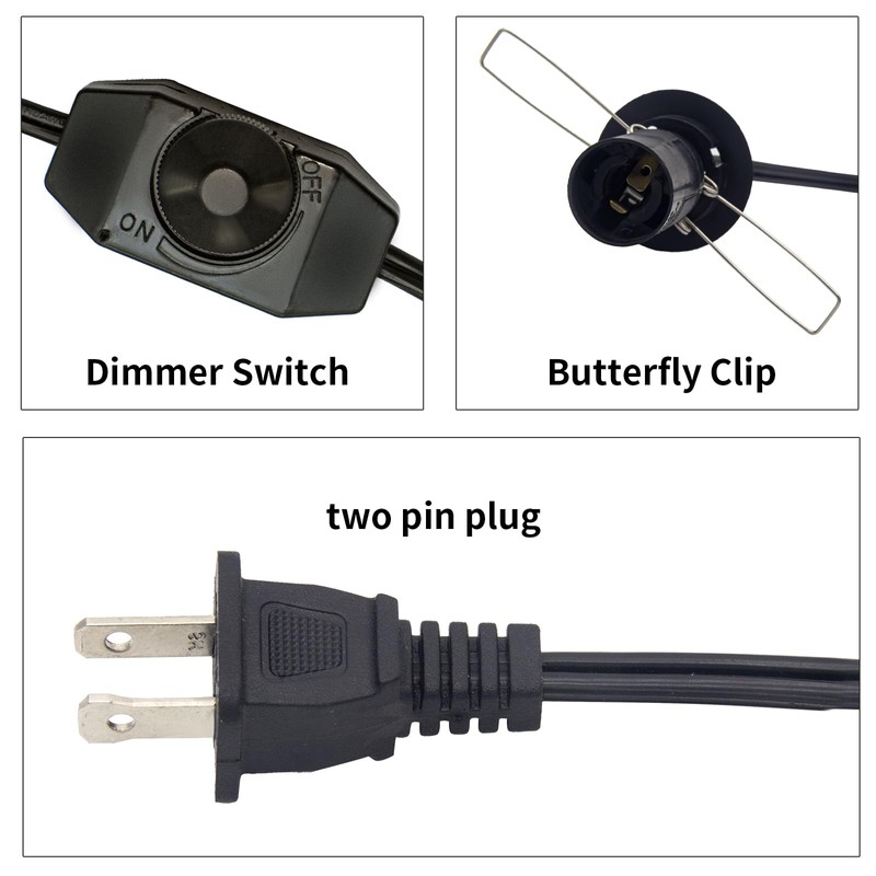 LCMLA Salt Lamp Cord with 6 Pcs 15W Bulbs 5