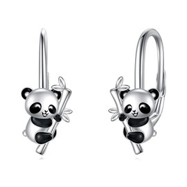 Panda Earrings Sterling Silver Panda Hoop Earrings Animal Hoop Earrings Animal Jewellery Gifts for Women(Panda Earrings)
