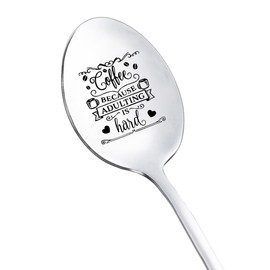 Christmas Valentine's Day Gifts for Him Her Boyfriend Girlfriend Coffee Because Adulting is Hard Spoon for Wife Husband Funny Coffee Gifts Spoons for BF GF Engraved Coffee Spoon