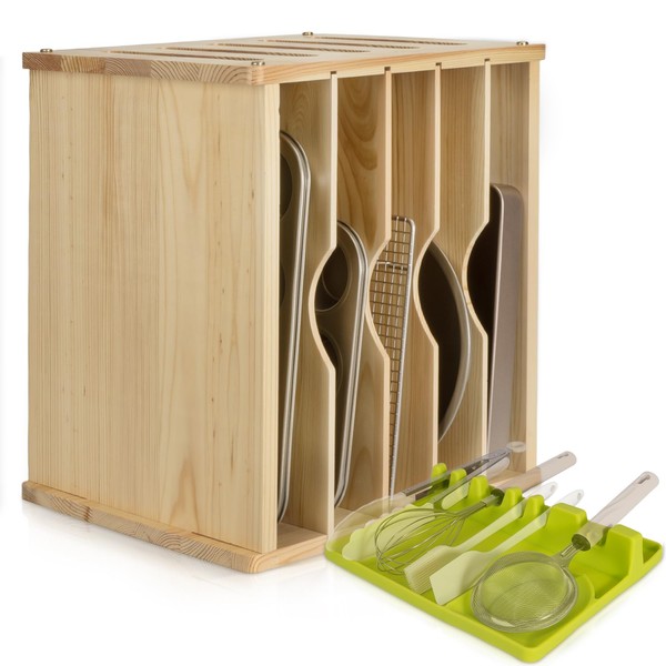6 Tier Wooden Cabinet Tray Dividers for Baking Trays, Pans