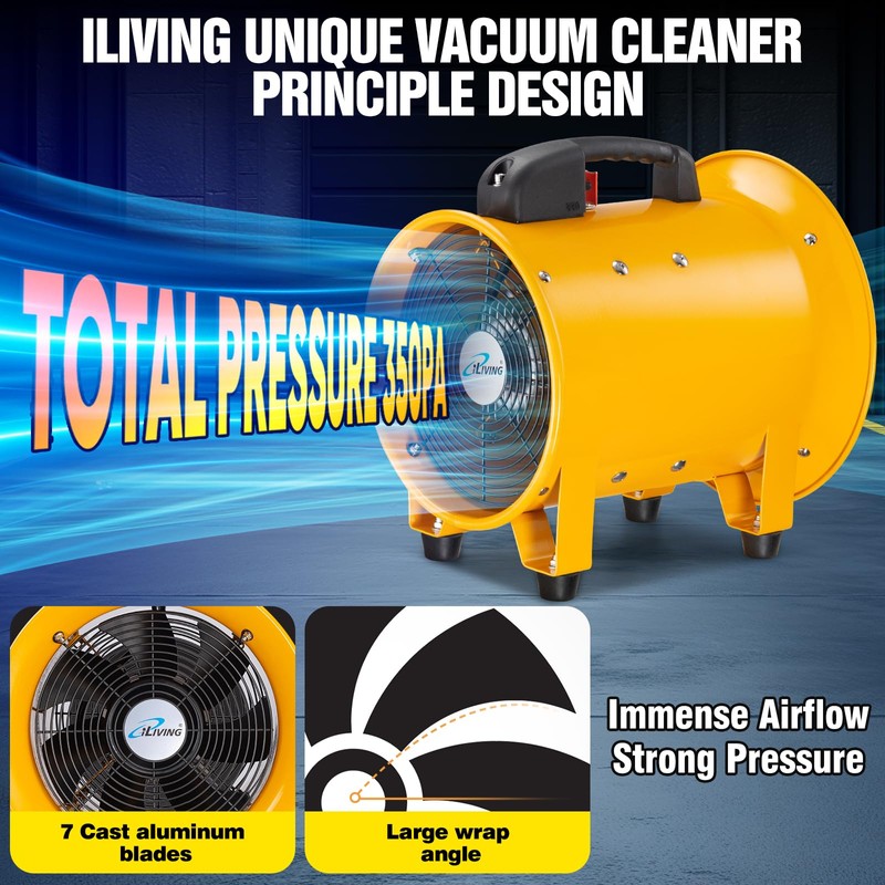 iLiving Utility High Velocity Blower, Fume Extractor, Portable Exhaust and