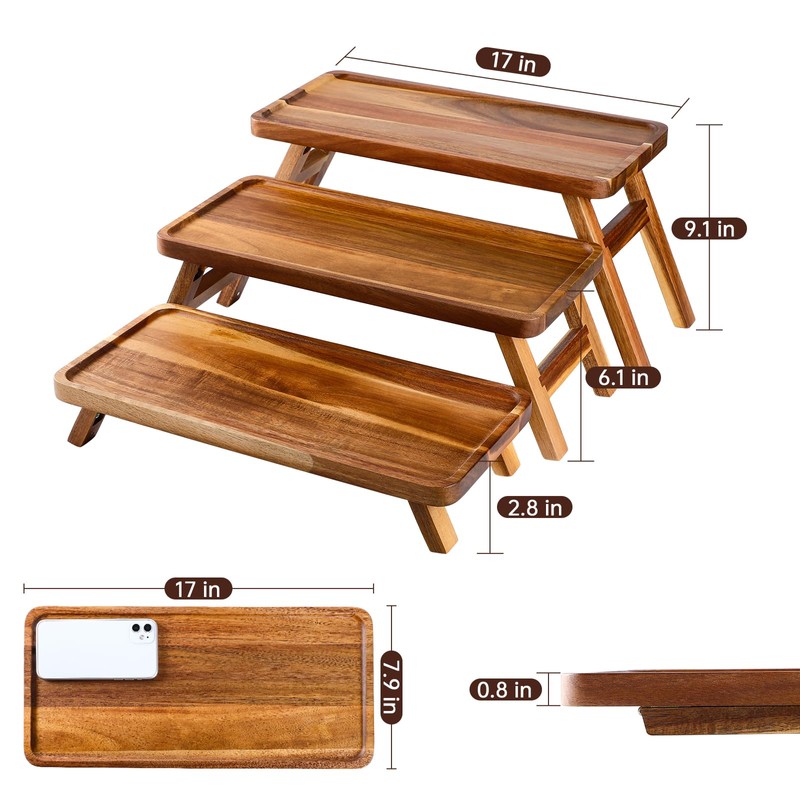 3 Tiered Serving Tray 17 Inch Wooden Cupcake Stand Foldable