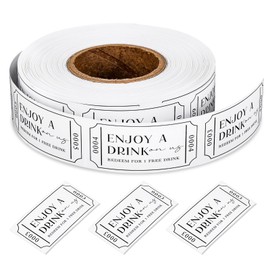 AnyDesign 1000 Pcs White Drink Tickets Roll Single Raffle Tickets Party Ticket 2" x 1" for Events Wedding Parties Class Reward Fundraiser Prizes, 1 Roll