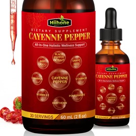 HIIHONE 10-in-1 Cayenne Pepper Liquid Drops - Cayenne Extract with Cinnamon, Beet Root & Grape Seed - Supports Healthy Digestion & Immune - 2 FL Oz