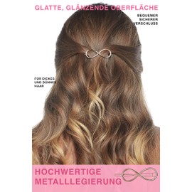 Women's Hair Clip Hair Clip for Women Made of Metal in the Shape of Infinity Symbol Golden