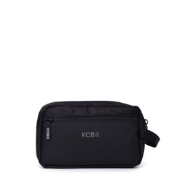 KCB Men's Double Toiletry Bag | Spacious and Practical Design | Multipurpose Pockets | Variety of Compartments | Comfortable and Useful Handle | 100% Vegan, Black/White, Toiletry Bags