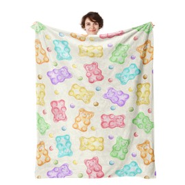 Gummy Bear Throw Blanket, 320GSM Flannel Blankets for Women Girls Kids Boys Men, Gummy Bears Blanket Super Soft Cozy for Bed Sofa Couch Gifts (Bears, 60"x50")