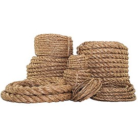 SGT KNOTS Twisted Manila Rope - Natural 3 Strand Fiber for Indoor and Outdoor Use (1/2" x 10ft)