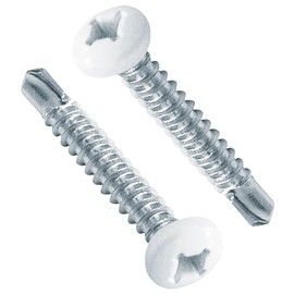 RV Screws White Pan Head Screw 8 X 1 for RV Interior and Exterior, Quad Drive Twin Fast Thread Fasteners, Enclosed Trailer Self-Tapping Sheet Metal Screws - 200 Pcs