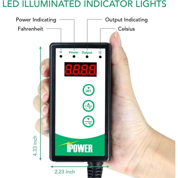 iPower Digital Heat Mat Thermostat Controller for Seed Germination, Reptiles