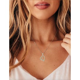 ITS4YEO 925 Sterling Silver Love Heart Pendant Initial Necklaces Silver Necklace Zircon Pendant Necklaces for Women Jewelry Gift for Women Wifes Her Valentines Gift(J)