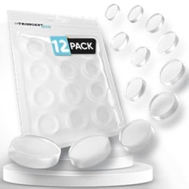 Strongest Wall Door Handle Stopper Pack of 12 Clear Rubber Door Knob, Round Wall Shield Cushion Quiet Wall Protector for Door Handle and Guard Door Bumper