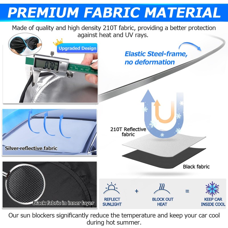 Karltys Windshield Sun Shade for Chevy Blazer 2019-2024 2025, 3-Pack