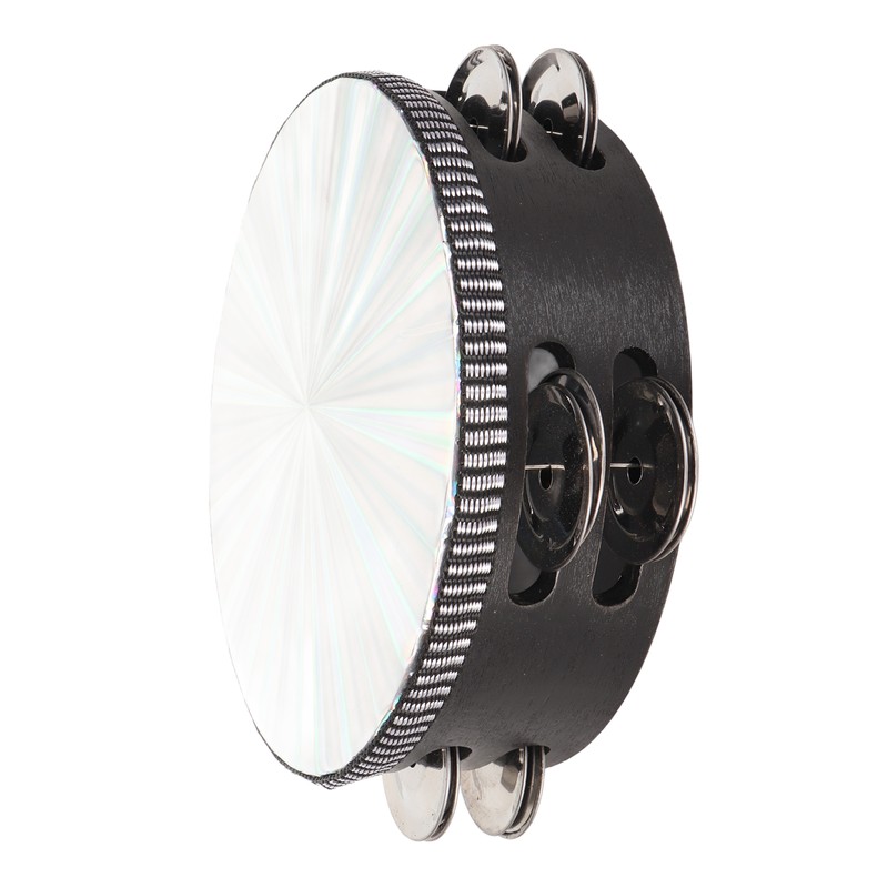 6 Inch Tambourines Double Row Melodious Polished Reflective Drum Hand