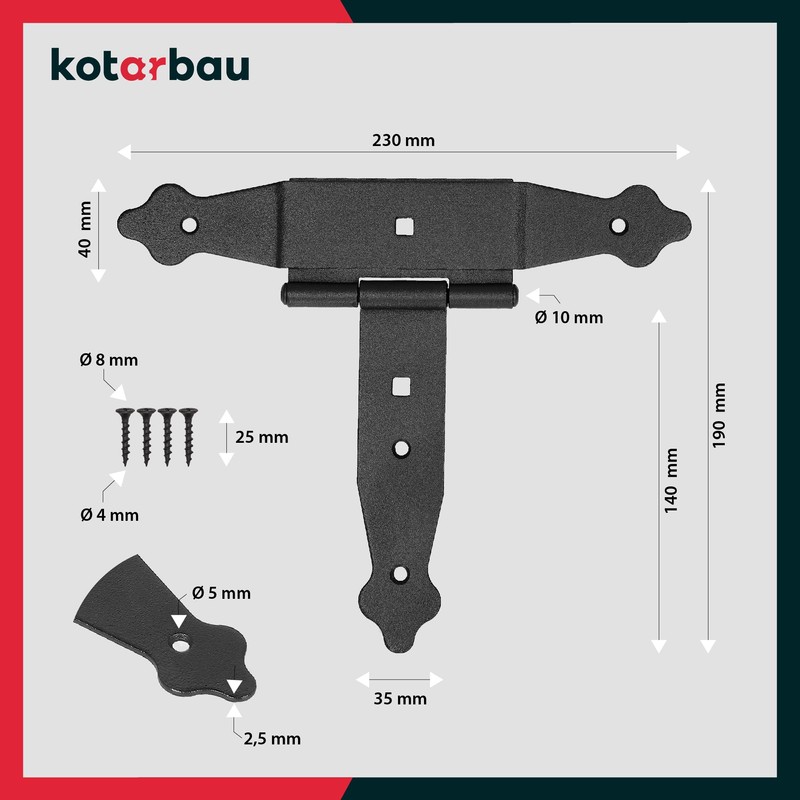KOTARBAU® Set of 2 Cross Hinges 150 mm Shutter Hinge