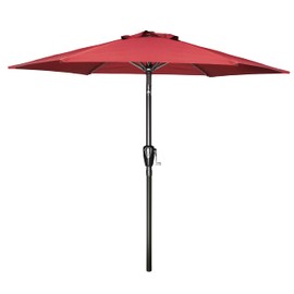 Simple Deluxe 9' Patio Umbrella Outdoor Table Market Yard Umbrella with Push Button Tilt/Crank, 8 Sturdy Ribs for Garden, Deck, Backyard, Pool, Red