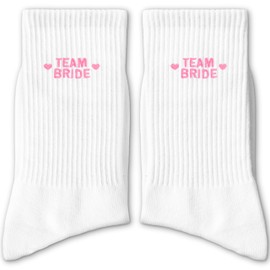 IDUXIY Cute Heart Team Bride Socks - White Pink Bridesmaid Wedding Socks For Women Engagement.(038)