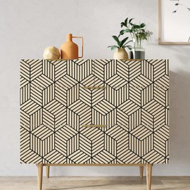 WENMER 17.71 Inchx 118 Inch Geometric Hexagon Wallpaper Contact Paper Peel and Stick Brown and Black Hexagon Removable Self Adhesive Wallpaper Vinyl Film Shelf Paper & Drawer Liner Roll for Home Use