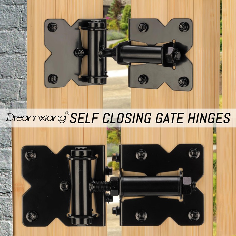 Dreamxiang Non-Weld Self Closing Gate Hinges Adjustable Heavy Duty Hardware