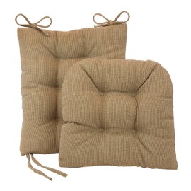 Klear Vu The Gripper Non-Slip Rocking Chair Cushion Thick, Includes Seat Pad & Back Pillow with Ties for Indoor Living Room Rocker, 17x17 Inches, 2 Piece Set, Cotton Slub Tan 2 Count