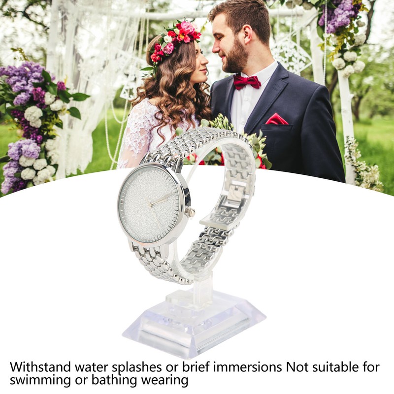 3pcs Women Watch Rhinestone Bracelet Set Accurate Time Stylish Waterproof