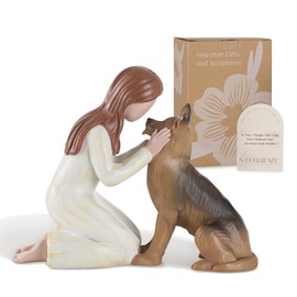 Storieme German Shepherd Gifts for Women: Pet Loss Sympathy Bereavement Remembrance Memorial Gift Angel of Friendship Black Dog Figurines for Dogs Lovers (5.4" x 4.3")