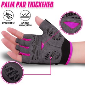 Grebarley Cycling Gloves, Non-Slip and Shock-Absorbing Mountain Bike Gloves, Suitable for Men and Women, Red, S