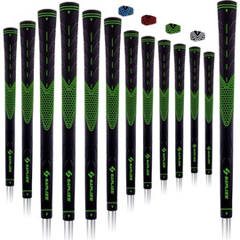 SAPLIZE 13 Golf Grips, Anti-slip Rubber Golf Club Grips, Standard Size, Green