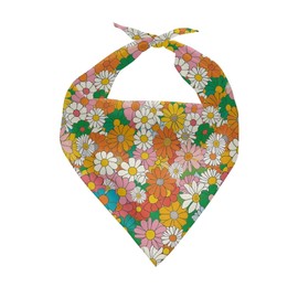 Forchrinse Hippie Flower Dog Bandanas,Triangle Bib Scarf,Dog Kerchief,Adjustable Pet Costume Accessories for Dogs Cats,Yellow