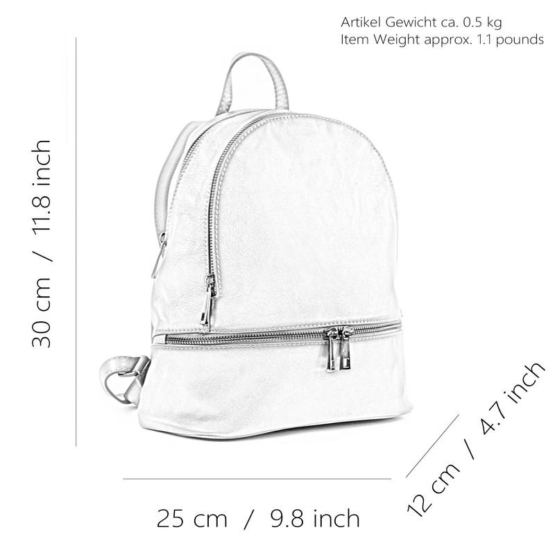 modamoda de - T137 Italian Women's Leather Backpack Bag, Pink