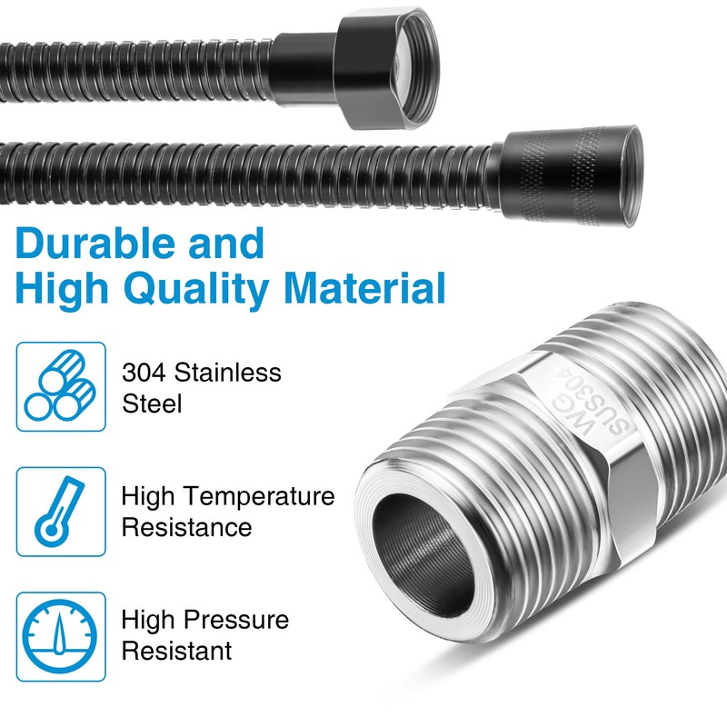 Dreyoo Matte Black Shower Head Hose with Extension Connector, 39