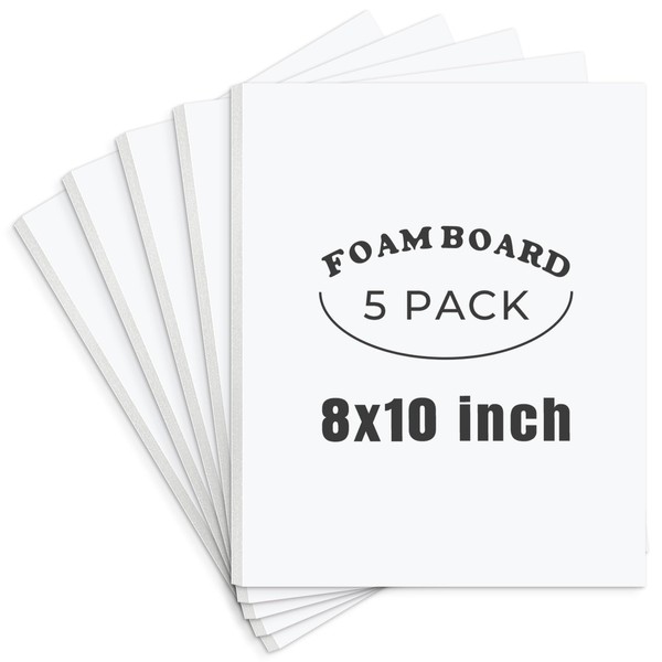 AUEAR, 5 Pack 8x10 White Foam Boards, Foam Core Poster