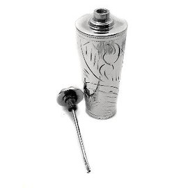 Small Sterling Silver Collectible Etched Perfume Scent Holder Bottle