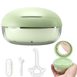 Gaboolo Retainer Cleaner Case,No-Leak Mouth Guard Case with Retainer Removal Tool and Brush,Complete Clean Care for Clear Brace,Retainers(Green Hanburger)