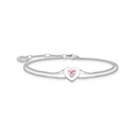 Thomas Sabo A2091-041-9-L19v Women's Bracelet with Pink Stone 925 Sterling Silver Length 16-19 cm, Sterling Silver, Cubic Zirconia
