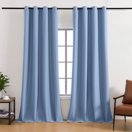 YC WINRRARII Upgraded Blackout Curtains for Bedrooms, 96 Inch Curtains 2 Panel Set, Special Coating Shield from The Sun, Insulates Against Heat. Spring/Summer Thin Curtains, 52x96in-Stone Blue.