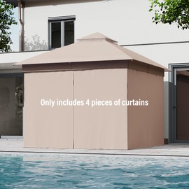 LAUSAINT HOME Gazebo Replacement Privacy Curtains 8'x8' with Zipper and 4-Panels Side Wall Universal Replacement for Backyard, Garden, Lawn, Smoke Gray