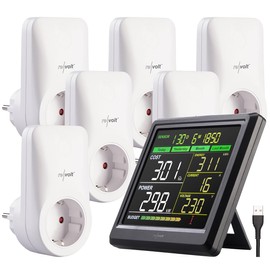 revolt Multimeter: Wireless Energy Cost Meter with 6 Sockets, External Display (Digital Electricity Meter, Electricity Meter Digital Socket)