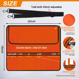 QIQU Orange Chef Knife Bag With 20 Slots Cutlery Knives Holders Protectors, Home Kitchen Travel Cooking Tools, Portable Canvas Knife Roll Storage Bag Chef Case for Camping or Working