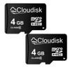Cloudisk Pack of 2 Micro SD Card 4GB Flash Memory