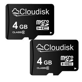 Cloudisk Pack of 2 Micro SD Card 4GB Flash Memory Card C6 Micro SDHC with SD Adapter